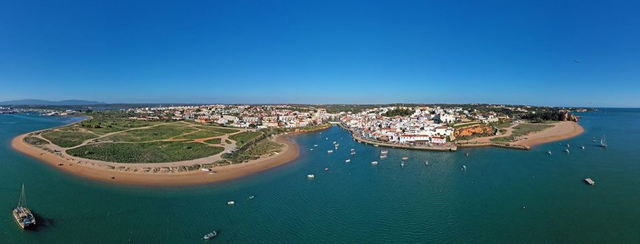Aerial panorama from the village Ferragudo in the Algarve Portugal