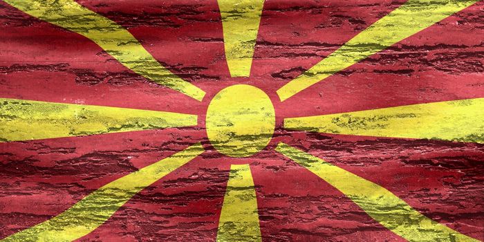 North Macedonia flag - realistic waving fabric flag