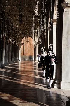 VENICE, ITALY - Febrary 22 2020: The masks of the Venice carnival 2020