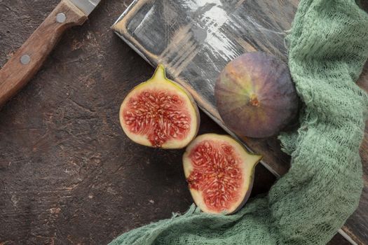 Ripe Figs on a dark table background