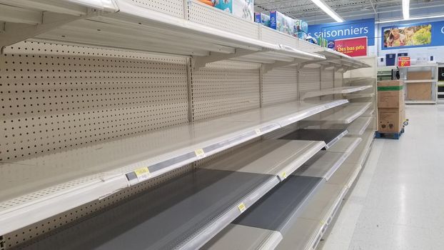 Empty Supermarket Shelves After Panic Buying During The Coronavirus Pandemic