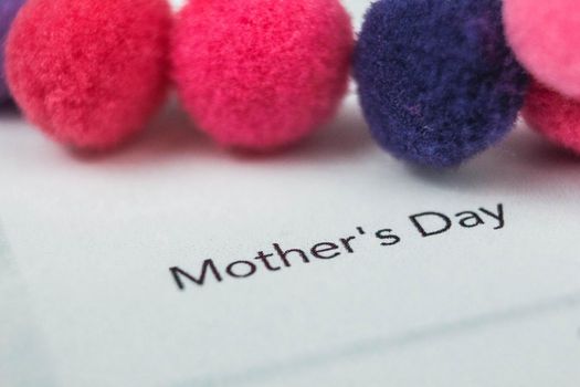 Close up of calendar displaying Mothers Day. Macro of the Mothers day