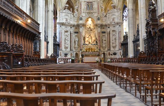TOULOUSE, FRANCE - July 23, 2016 Inside Toulouse Cathedral Catholicism