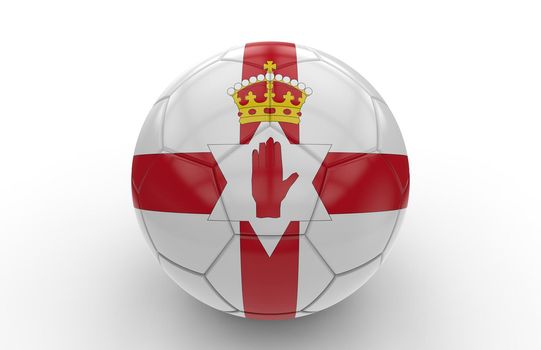 Soccer ball with northern ireland flag isolated on white background