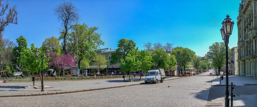 Odessa, Ukraine 06.05.2022.City garden in Odessa during the war in Ukraine on a sunny spring day