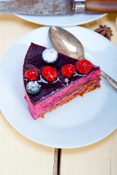 blueberry and raspberry cake mousse dessert with spice 