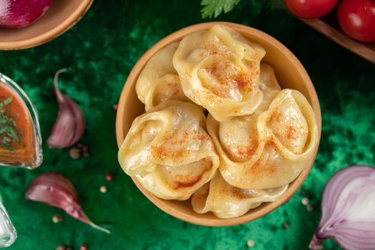 Oriental national traditional dumplings Manty horizontal