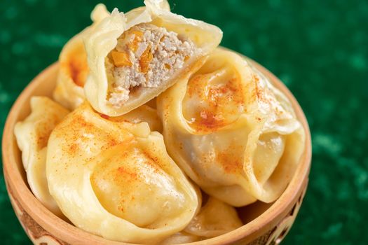 Oriental national traditional dumplings Manty horizontal
