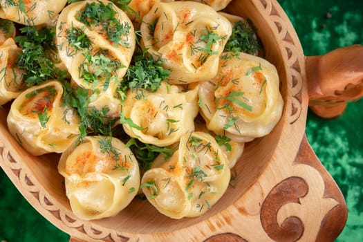 Oriental national traditional dumplings Manty horizontal