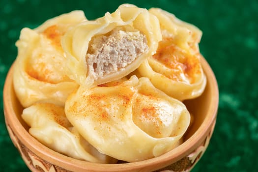 Oriental national traditional dumplings Manty horizontal