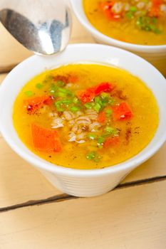 traditional Syrian barley broth soup Aleppo style called talbina or tirbiyali typical food after Ramadan