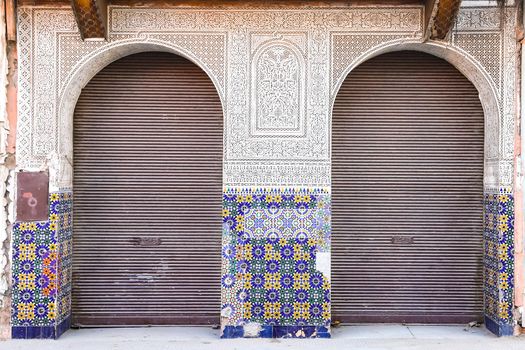 Door of a Building in Marrakech City, Morocco