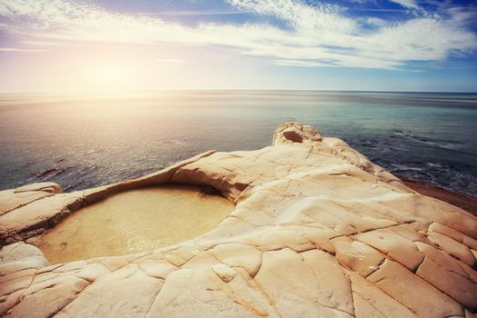 rocky sea coast in the summer Beauty world