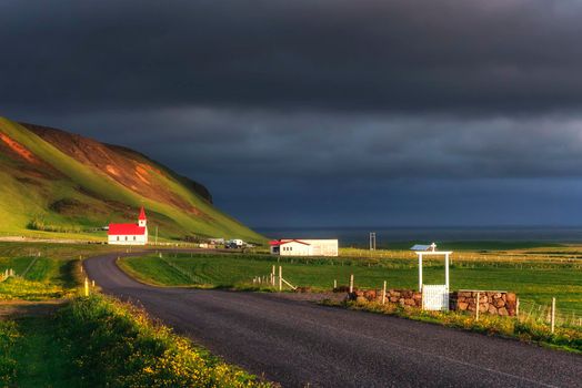 Church under the Mountain. Iceland. Beauty world