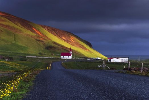 Church under the Mountain Iceland. Beauty world