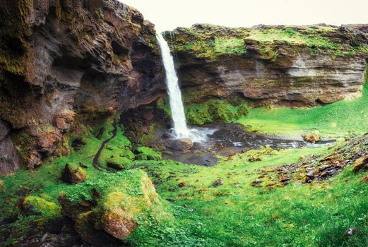 The beautiful waterfall in Iceland. Beauty world