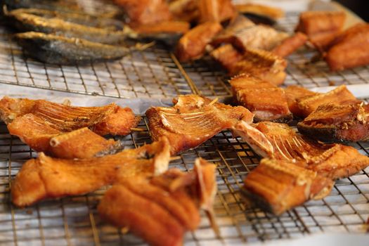 Deep fried dried fish (Thai style food) at the market