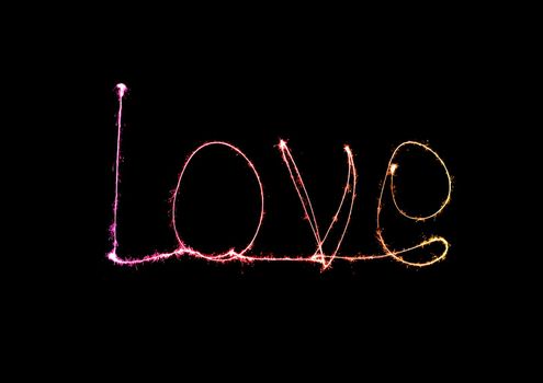 Love sparkler firework light alphabet (Valentines Day)