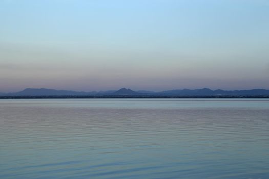 Pa Sak river with mountain (view from Pa Sak jolasid dam), Lopburi, Thailand