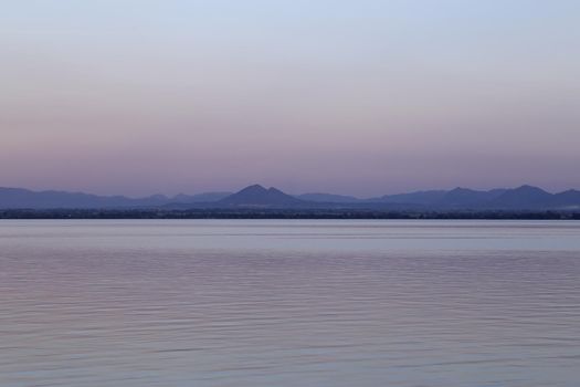 Pa Sak river with mountain (view from Pa Sak jolasid dam), Lopburi, Thailand