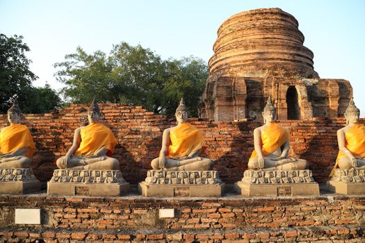 Buddha Status at Wat Yai Chaimongkol in Ayutthaya, Thailand