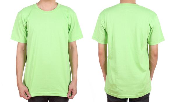 blank t-shirt set (front, back) on man isolated on white background