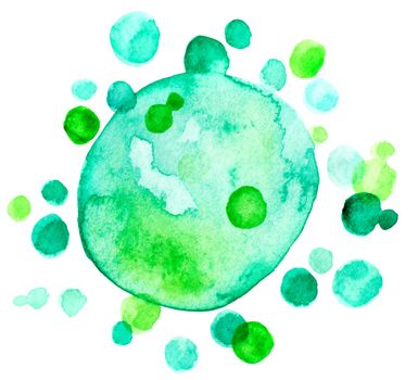 Abstract watercolor gradient green drops texture