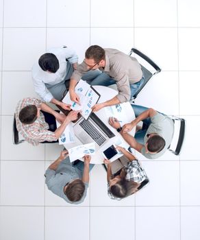 top view.the business team holds a round table.photo with copy space