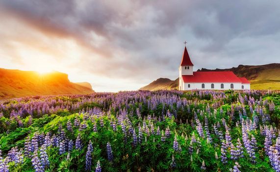 Lutheran church in Vik. Iceland. Beauty world