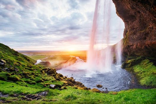 Seljalandfoss waterfall. Beautiful summer sunny day Iceland Europe