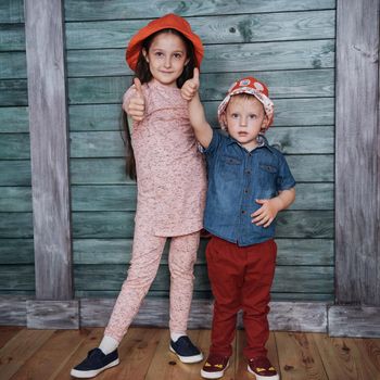 Happy young children siblings. Beautiful exhibition. Ukraine Europe