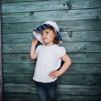 Fashion little girl baby dressed in summer in Panama