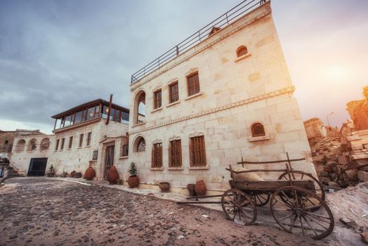 Old traditional Ottoman house in the background.