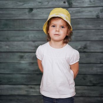 Fashion little girl baby dressed in summer in Panama.