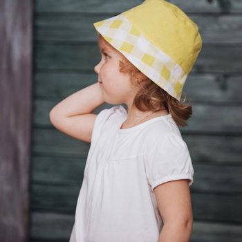 Fashion little girl baby dressed in summer in Panama.