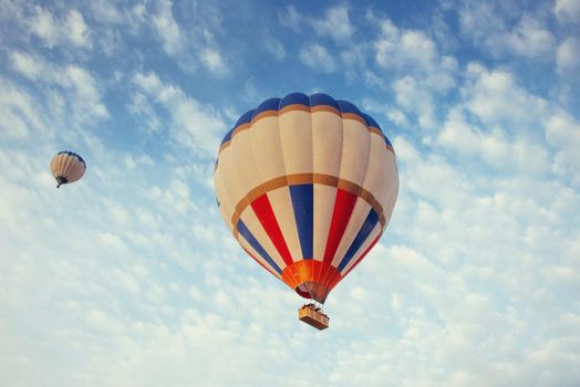 colorful balloon on the blue sky. Beauty world