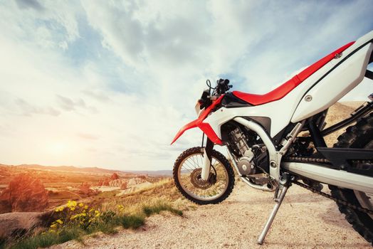 Motorbike. bike outdoors on background. Beauty world