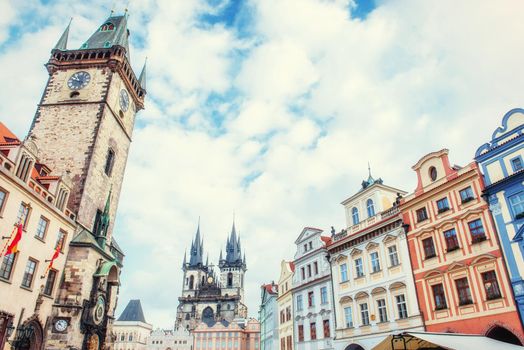 The old part of Prague taken from Charles Bridge, Czech Republic - art photography