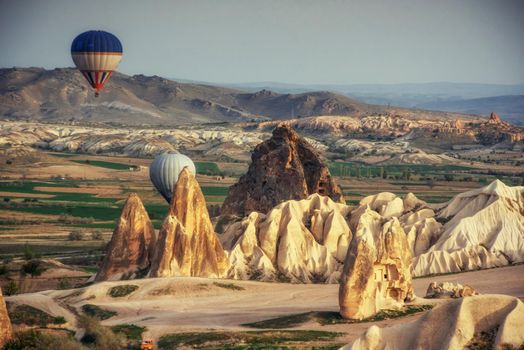 Turkey Cappadocia beautiful balloons flight stone landscape amazing