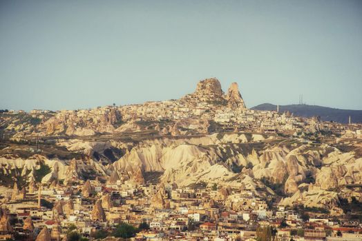 Nevsehir cave city in Cappadocia. Beauty world. Turkey