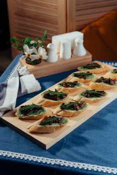 Sandwich with fried mushrooms. Advertising shooting menu