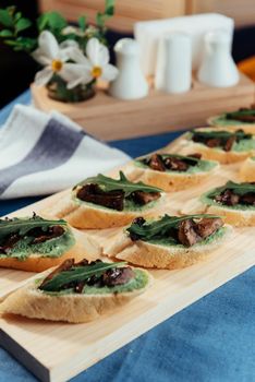 Sandwich with fried mushrooms. Advertising shooting menu