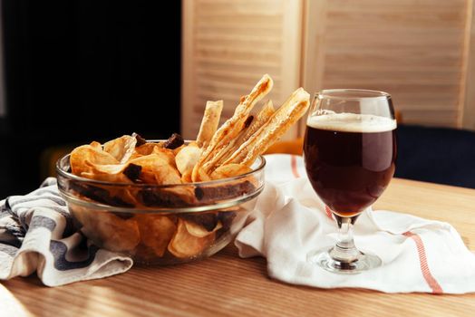 chips and crackers to beer. Advertising shooting menu.