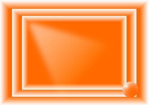 Abstract orange rectangular background with orange ball and free space..