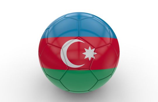 Soccer ball with Azerbaijan flag isolated on white background; 3d rendering