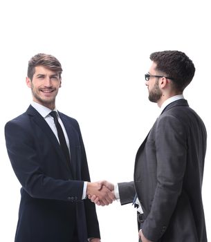 two business people shaking hands. isolated on white background