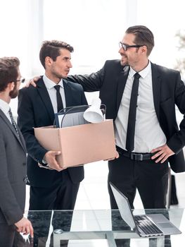 smiling business team meets new employee.photo with copy space