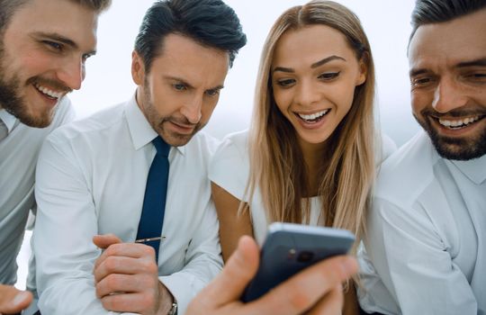 close up.business team using their smartphones.people and technology