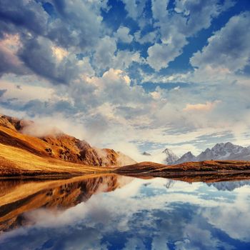 The picturesque landscape in the mountains. Upper Svaneti, Georgia, Europe. Caucasus mountains