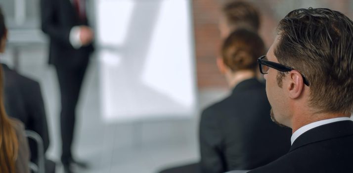 businessman holds a presentation of a new project. business concept